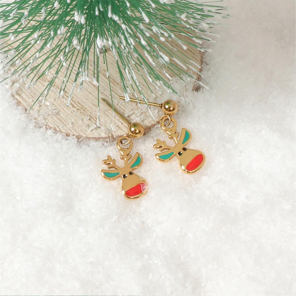 

Новые серьги-гвоздики в виде оленей в форме рождественской елки Серьги-капли в форме масла в канун Рождества