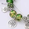 Glücksarmband, glasierter Lebensbaum, grüner Kunstkristall, Vintage, DIY, mehrere Charms, ethnischer Stil, pastoraler Armreif für Shopping, Arbeit, Party, Dating