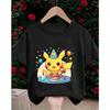 Pikachu Fashion Street T Shirt 3-14Y Boys Girls Summer Cute Kawaii Hot Cartoon Casual Crew Neck Children