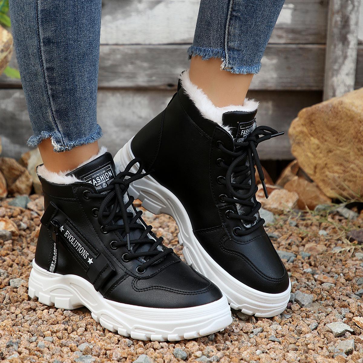 Cotton shoes 22 new winter large size casual velvet winter shoes student high top shoes 36