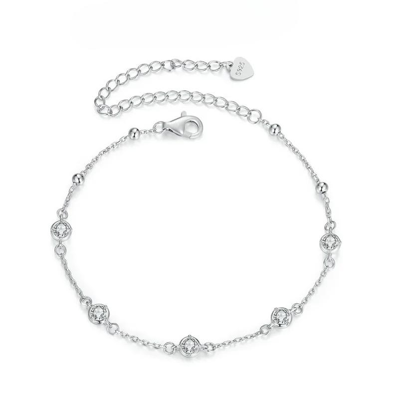 Bamoer Moissanite Bracelet Sterling Silver Unique Moissanite Design Bracelet Women Fine Jewelry Color