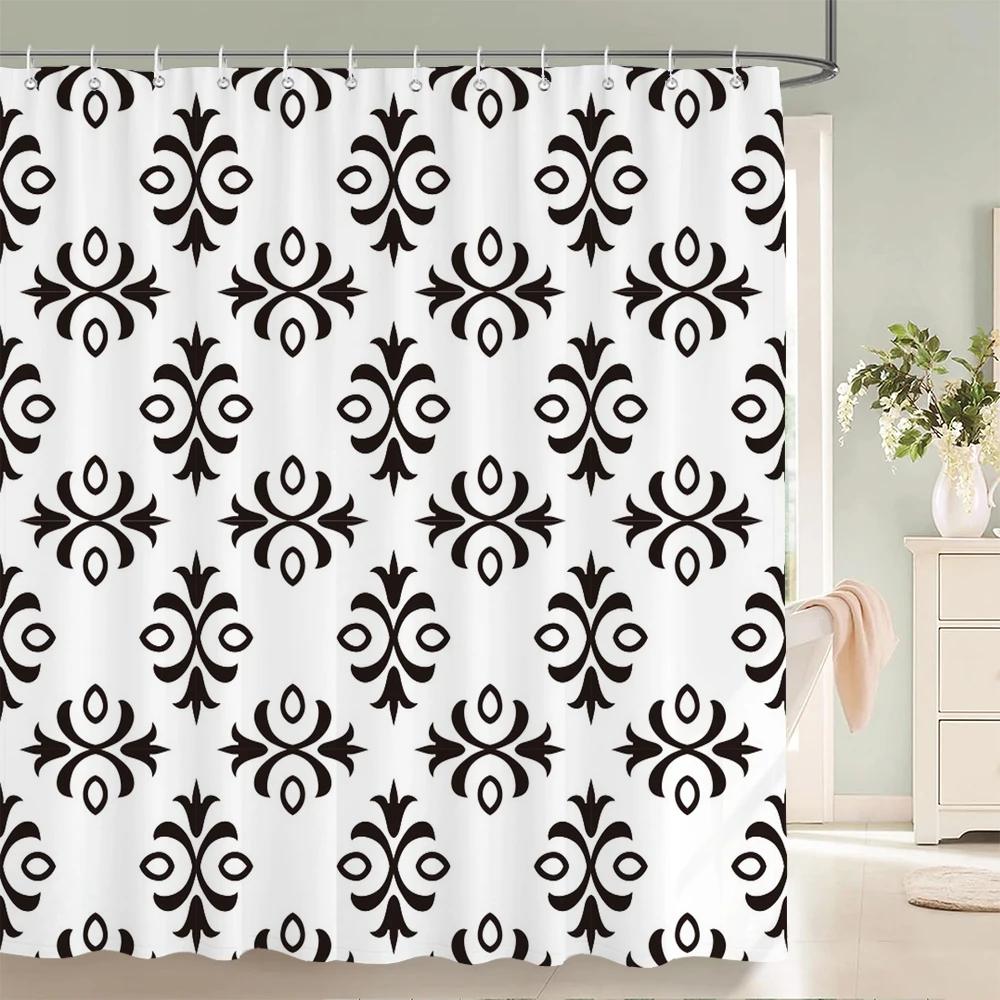 

1 pc Abstract Geometric Shower Curtains Bathroom Polyester Bath Curtains Printing Boho Shower Curtain Decor With Hooks Curtain W90xH180cm