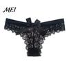 Stretch Fit Thong Panties Women's Sexy Sheer Lace Thong, Cheeky See Through Underwear, Skin-friendly High Waist T Back with Bow Women Underwear