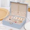 Desktop Jewelry Box Large Capacity Double-layered Jewelry Storage Box Ring Necklace Earrings Organizer Box Leather Material