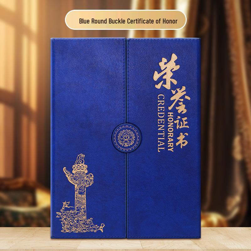 Three-Fold Leather Buckle Honorary Certificate and Award Holder A4 Internal: 210x297mm