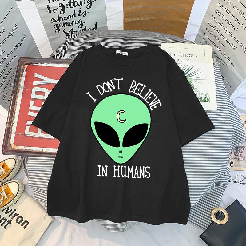 

Alien Harajuku Gothic Women Tshirt Alien Print Tops Summer Female Fashion Casual Tee Girl Creative Clothing T-shirts Ropa Mujer 4XL