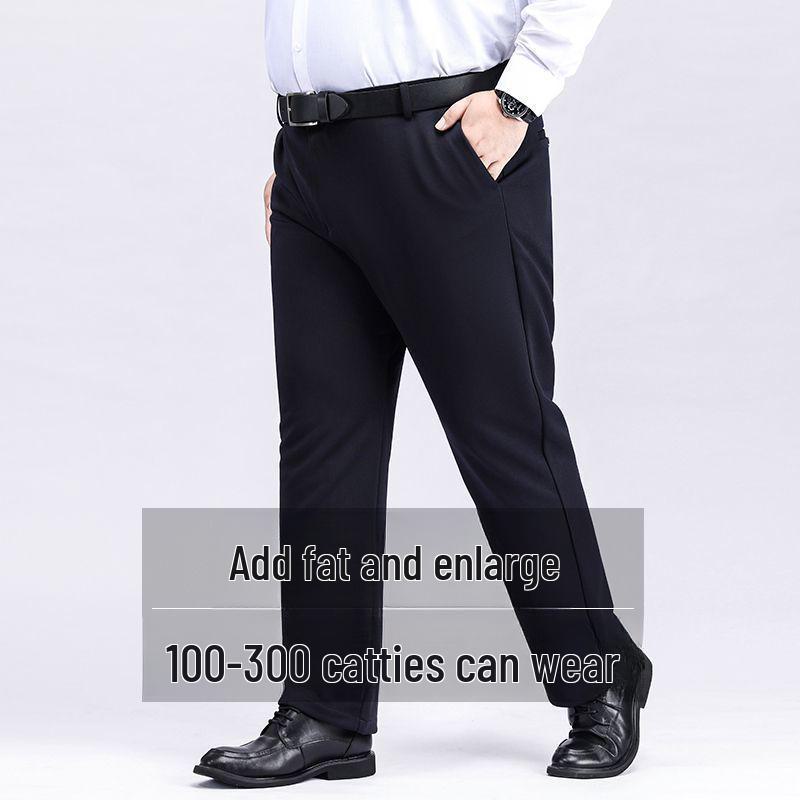Men's Plus Size Elastic Waist Pants - Loose, Straight, Casual, Mid-Aged Style, Thickened, Plus Velvet