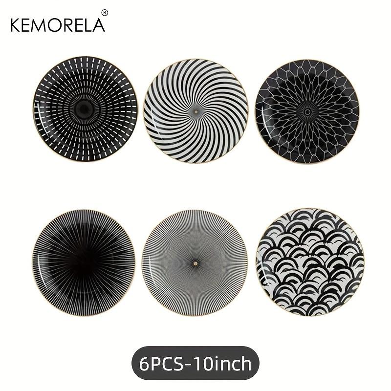 6PCS Tableware Phnom Penh Geometry Tableware 8/10 Inch Ceramic Dinner Plate Dish Porcelain Salad Plate Steak Serving Plate