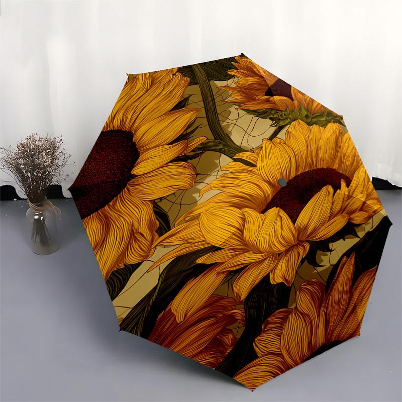 1pc Sunflower Garden Umbrella with Plastic Handle,Compact & Stylish,Cartoon Pattern,Outdoor UmbrellaPT589