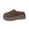 Fashion 2025 New Women's Platform Heel Fashion Casual Shoes Closed Toe Slip On Suede Wear Resistant Chunky Increase Height Slippers
