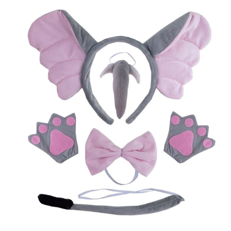 

Elephant Costume Set Elephant Ear Headbands Tail Bowtie Nose Glove Tutu Skirt Kid Halloween Christmas Animal Cosplays