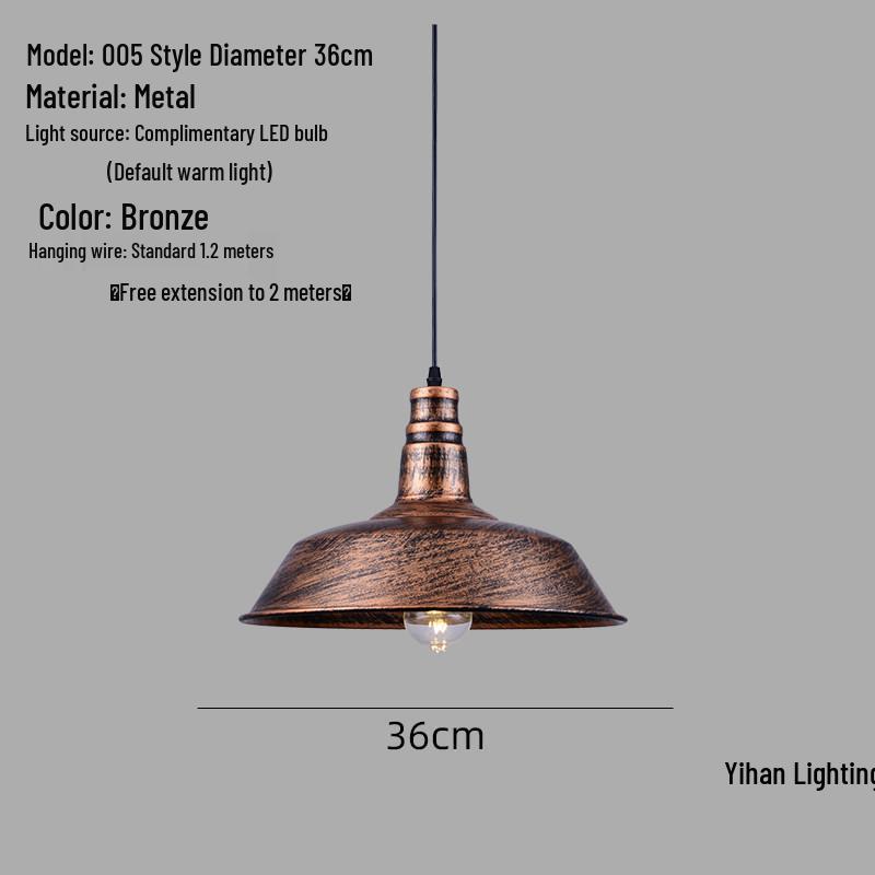 Modern Nordic Single-Head Pendant Light for Hotels, Bars, and Restaurants - Industrial Retro Style Lampshade.
