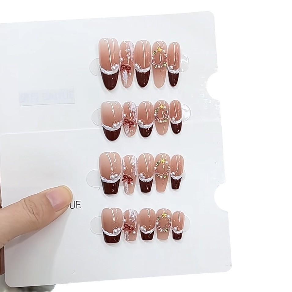 Pure Handmade Phototherapy Wearable Armor Christmas Love Song Finished Product Reusable Nail Art Patches Can Be Removed