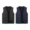 Men Waistcoat V-Neck Sleeveless Single Breasted Quilted Vest Coat with Zipper Pockets Solid Color Plush Lining Thickened Thermal Vest Jacket