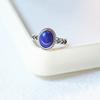 Thai Silver Hollow Twist Blue Stone Adjustable Finger Rings For Men Women Fashion New Female Jewelry Gift Party Holiday