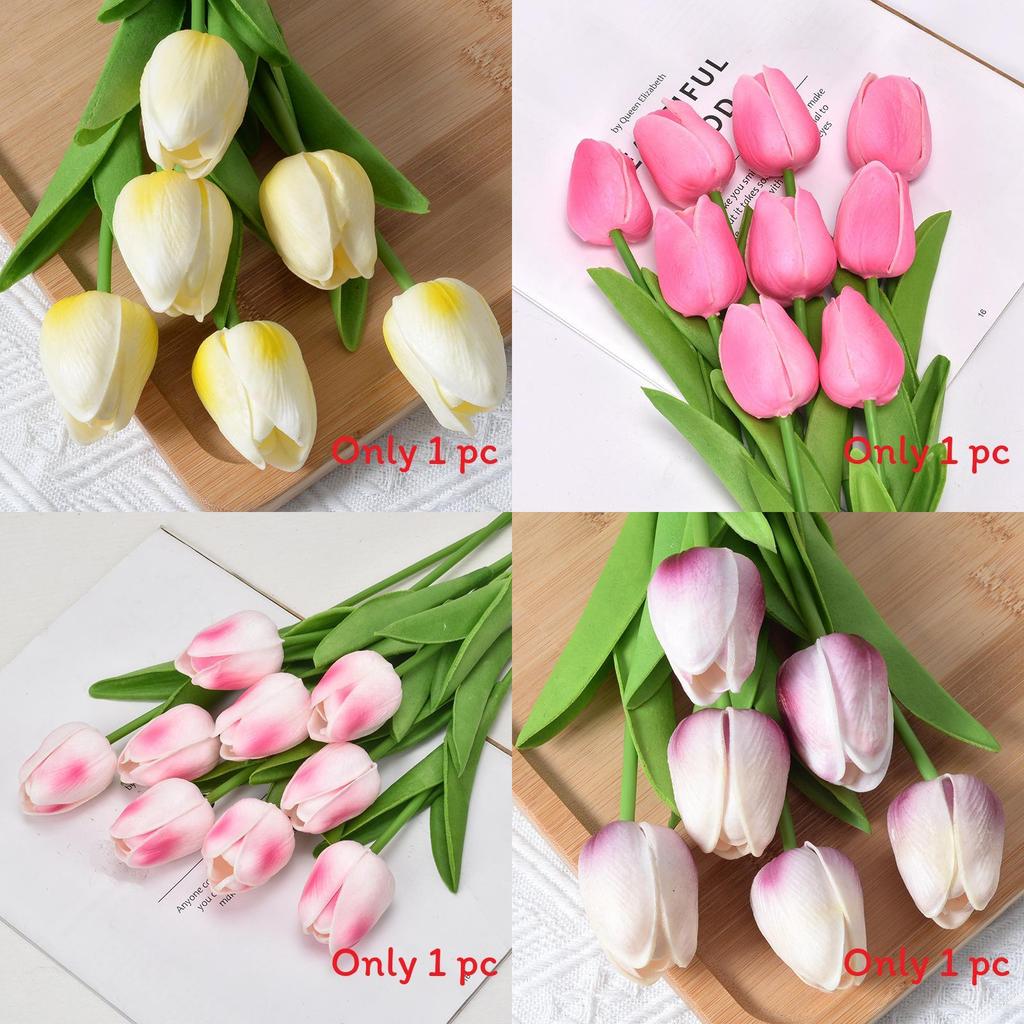 Tulip Artificial Flower With Pu Material For Home Decor And Photography Props