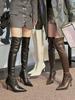 Sexy Spice Girls Over the Knee Boots 2025 New Autumn and Winter Women's Boots Pointed Thin Heel Knight Boots European and American High Heel Boots