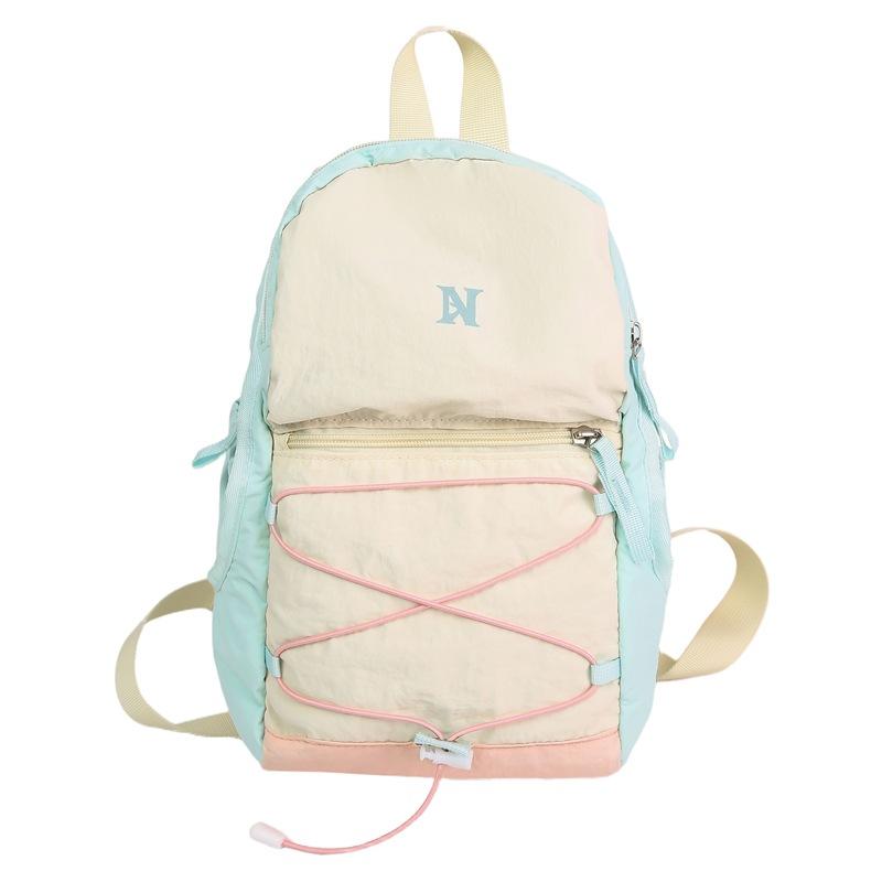 Contrast Color Backpack Men's And Women's Campus Student Schoolbag Lightweight Travel Backpack