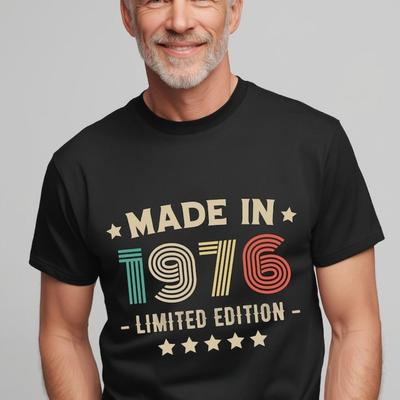 T-shirt 50ème Anniversaire 1976 Cadeaux Drôles pour 50 Ans Hommes Femmes T-shirt Classique 50ème Anniversaire T-shirt Vintage Imprimé Coton Hauts