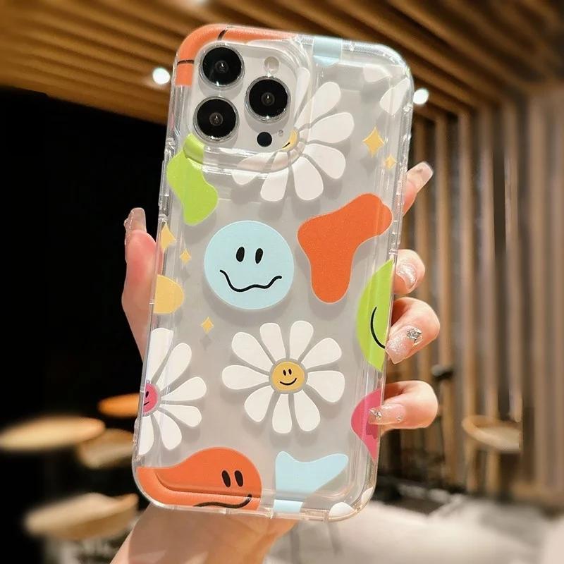Cute flower Smile Phone Cases for Samsung S24 S23 Ultra S22 Plus S21 S20 FE A53 A52S A14 A15 A54 Cover For Samsung A55 5G Case