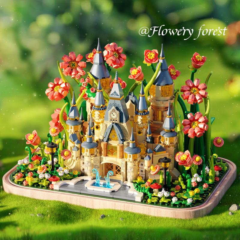 Fermi S2238 Huaylin Castle Preserved Flower Model - Handmade Building Blocks for Kids - Valentine's Day Gift