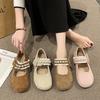 Wind Night Wear Soft Sole Night Foot Pearl Fairy Velcro Spring Mary Jane Shoes Woman Not Tired Single Shoe Temperament