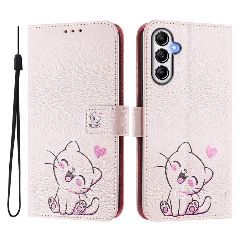 A14 Leather Phone Case For Samsung Galaxy A14 A24 4G A34 A54 5G A04E A04 Core Flip Cover Wallet Magnetic Painted Cases Cat Bear