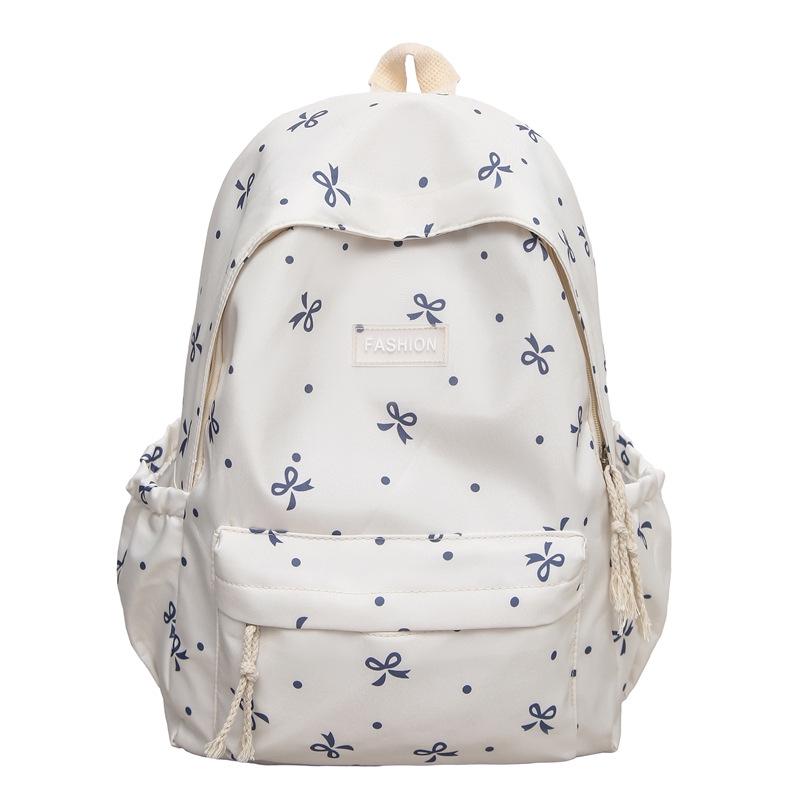 

Свежий рюкзак с цветочным принтом и бантом для девочек - Школьный рюкзак большой вместимости для старшеклассниц и студенток 31*13*42 cm синий/белый