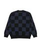 BEENTRILL Classic Checkerboard Oversized Knit (Dark Navy)