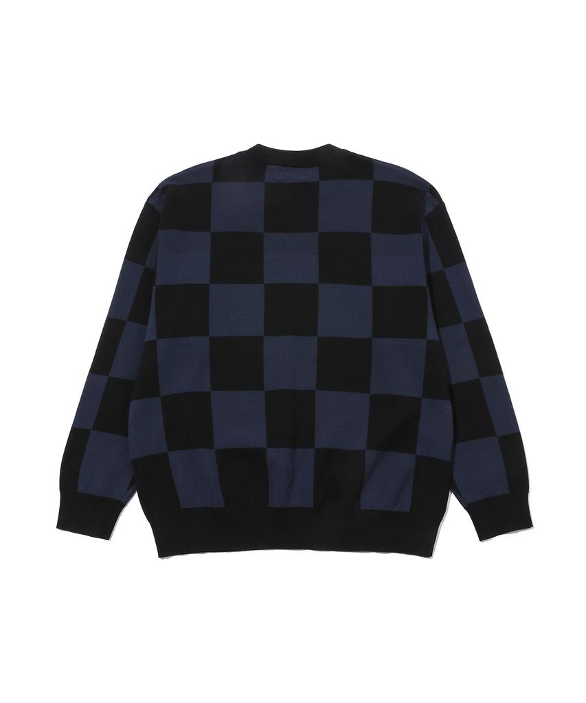 BEENTRILL Classic Checkerboard Oversized Knit (Dark Navy)