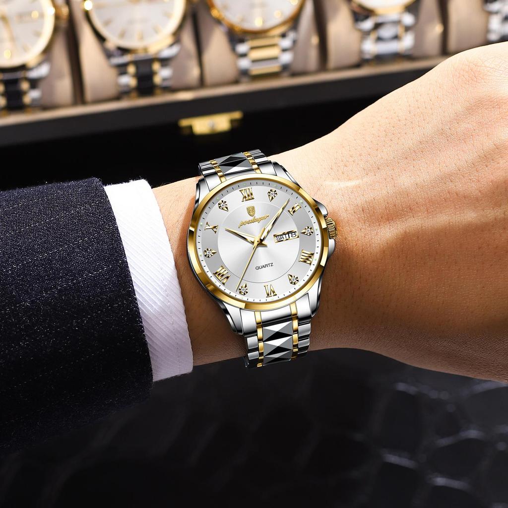 Casual Style Quartz Business Wrist Relojes 3ATM Water Resistant Stainless Steel Luminous Watch for Men