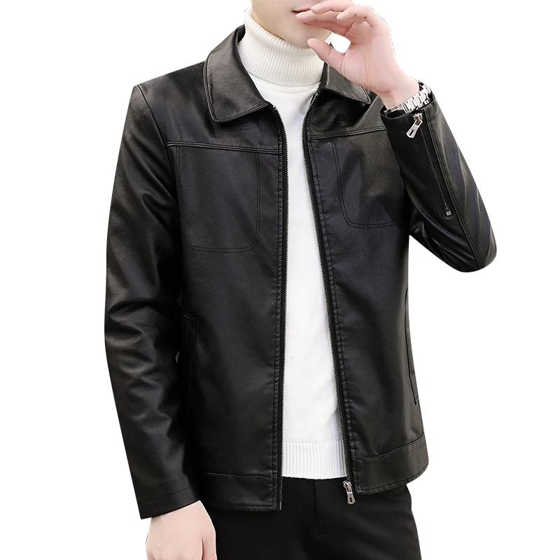 Handsome Men's Leather Jacket Men's Brand Fleece Warm Leather Jackets Men Autumn Winter New Trend Plus Size