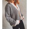 Striped Knitted Cardigan Women's Loose Sweater Single Breasted Buckle Casual Long Sleeved Jacket Warm Comfortable Commuter Tops Autumn and Winter