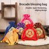 Drawstrings Bag Fu Word Embroidered Multipurpose Elegant Portable Gift Bags Artsy Pouches Wedding Christmas Household