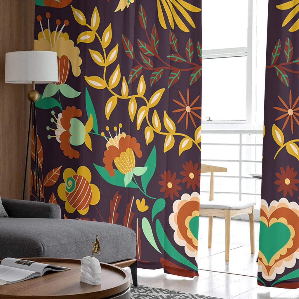 Mexico Bird Sunflower Bedroom Transparent Sheer Curtains Holiday Decoration Window Voile Tulle Curtain
