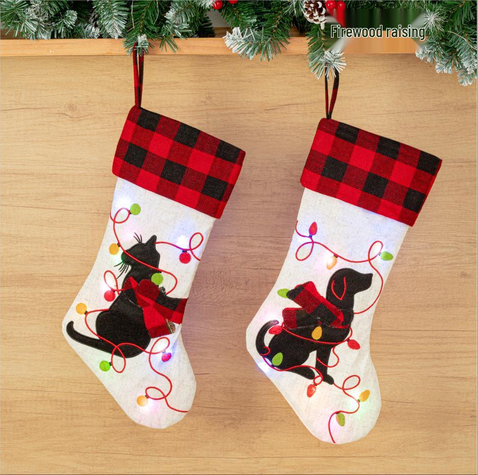 Luminous Pet Christmas Stockings & Tree Ornaments with Lights