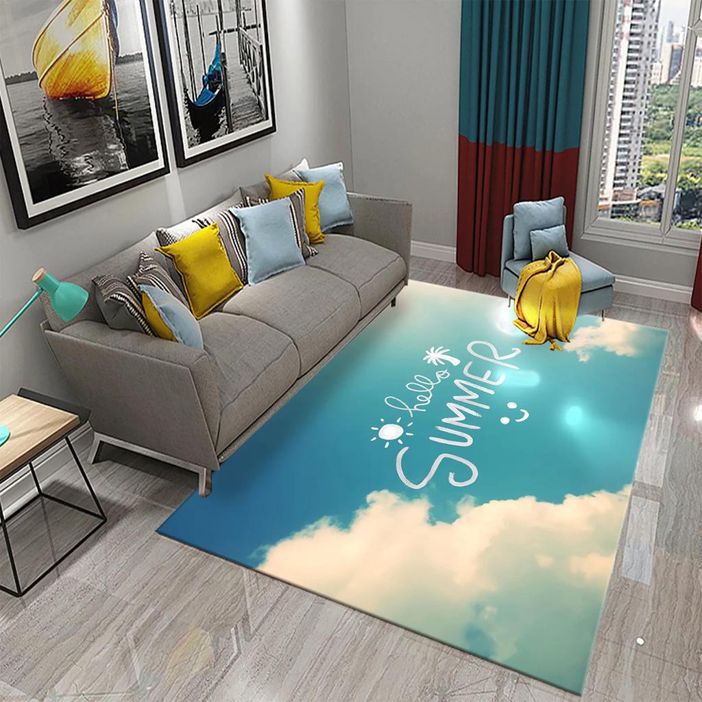 Hello Summer Carpet Beach Sea Starfish Pattern Bathroom Anti-Slip Carpet Door Mat Doormat Outdoor Living Room Bedroom Floor Rug