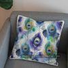 2D Peacock Feather Watercolor Pattern Throw Pillows Pattern Cushion Cover Suitable for Sofa Bedroom Car Pillow Cover