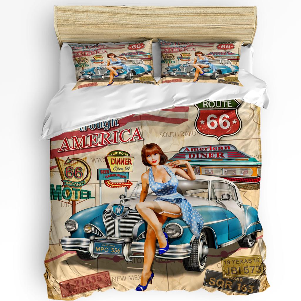 Excavator Car Vehicle Road Sign 3pcs Bedding Set For Bedroom Double Bed Home Textile Duvet Cover Quilt Cover Pillowcase