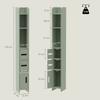 Bathroom Column Cabinet, Tall Toilet Storage with Shelves and Cupboards - 15 x 17 x 120 cm, Light Green