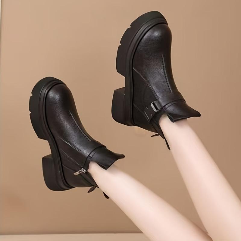 New Retro Boots For Women Autumn Winter Women'S Shoes Leather Casual Flat Ankle Boots Female Platform Short Boots