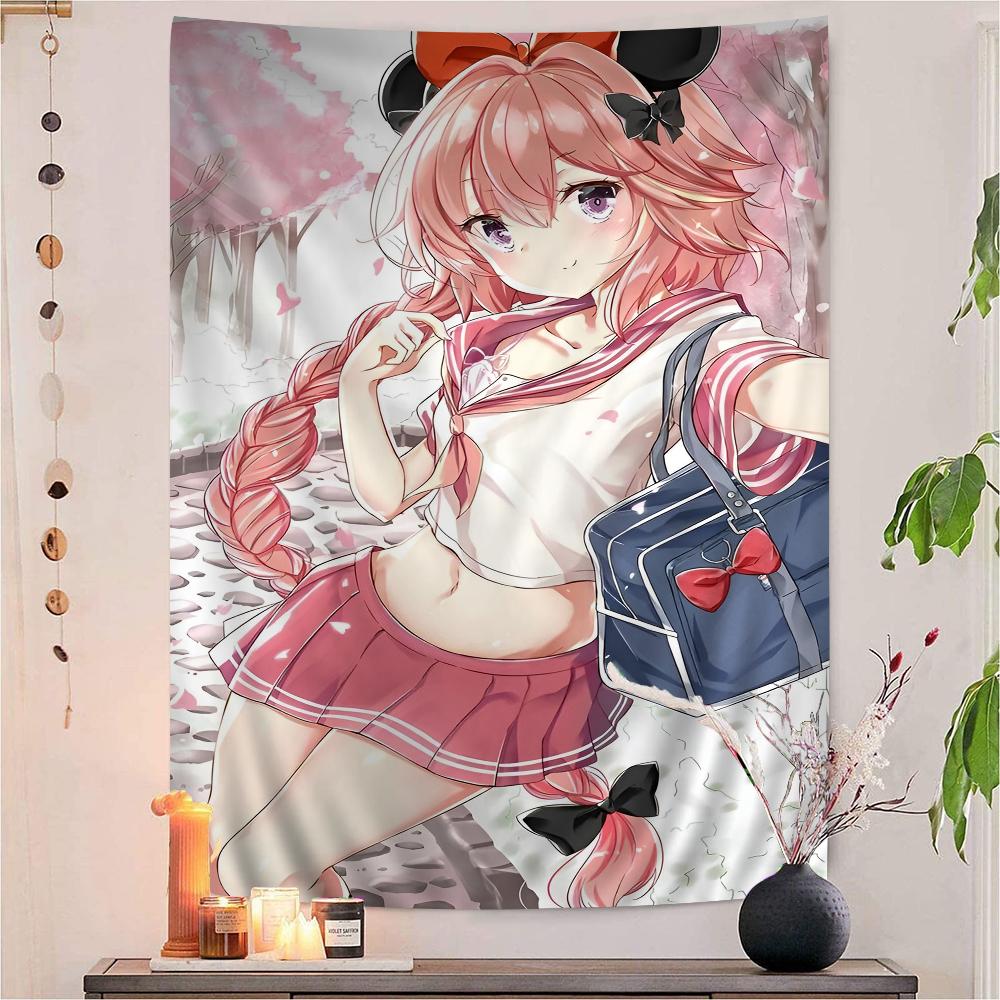 Fate Apocrypha Astolfo Anime Tapestry Hippie Flower Wall Carpets Dorm Decor Cheap Hippie Wall Hanging