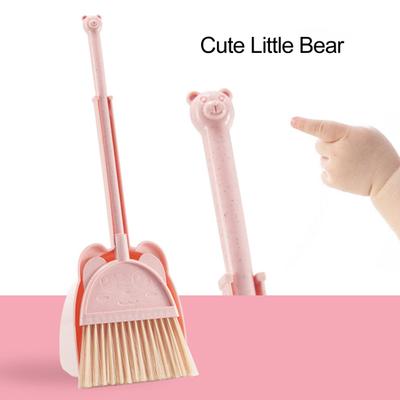 1 Juego de Mini escoba para niños, recogedor, cerdas flexibles de dibujos animados, pequeño ayudante de limpieza, juego de simulación para niños pequeños, barrido de suelo interior y exterior
