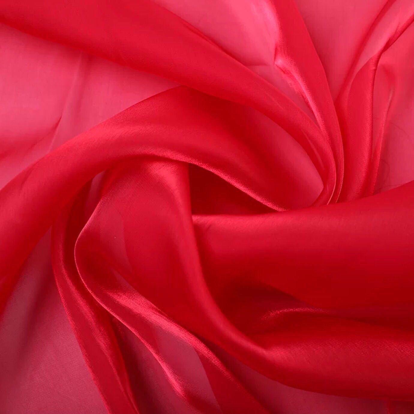 

Soft light-weight high-quality soft organza fabric suitable for wedding dresses formal gowns and designer clothing fabrics 1.5M&1M червоний