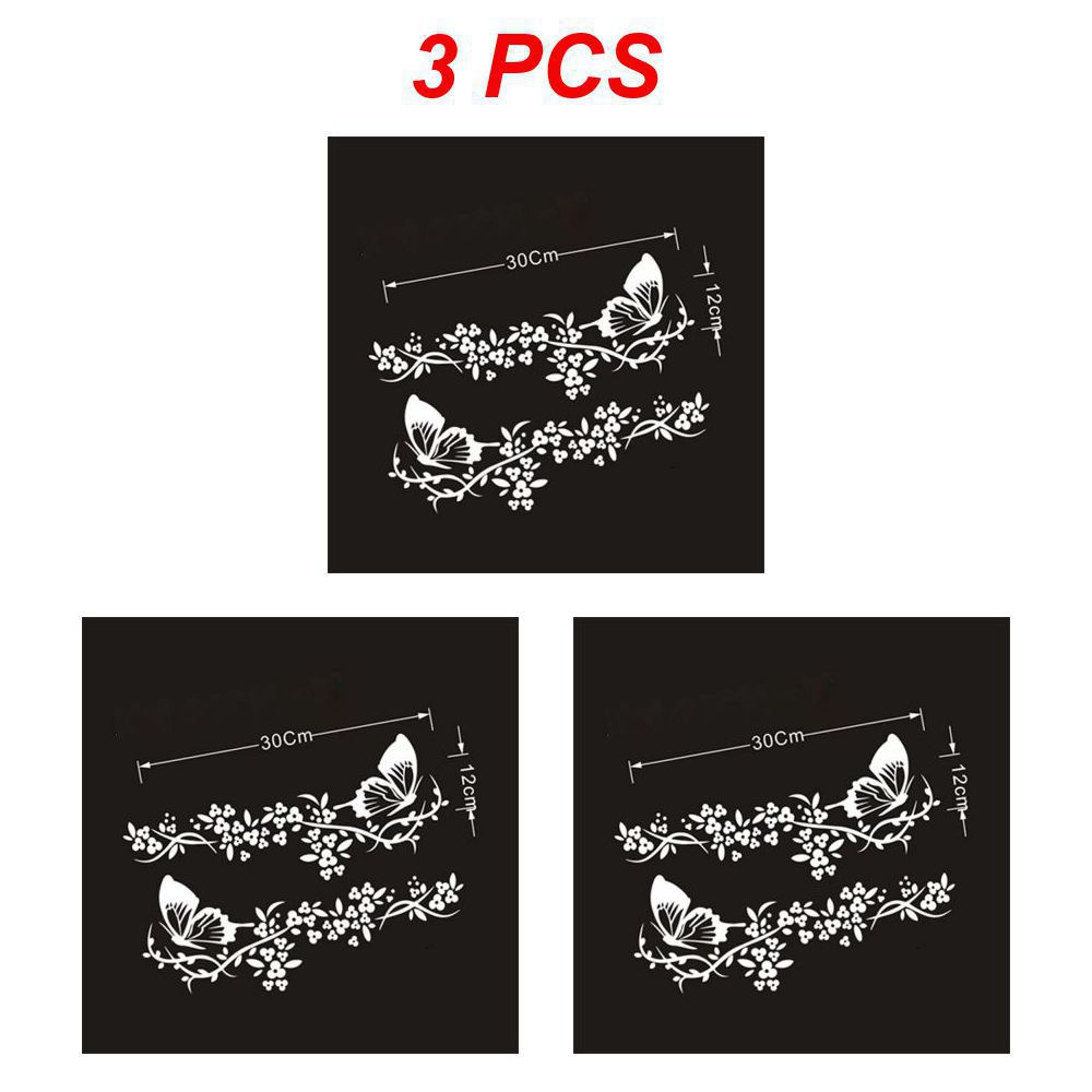 2~5PCS Flying Butterfly Flower Car Decal Water-resistant Car Door Window Sticker Decor High Stickiness Car-Styling Vinyl