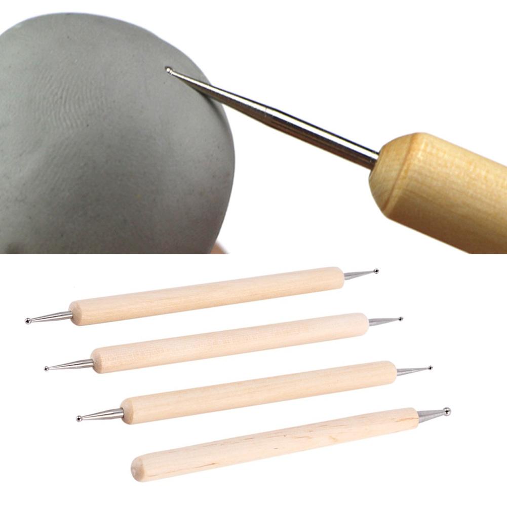 4pcs DIY Pottery Ball Stylus Polymer Clay Sculpting Embossing Modeling Craft Tools