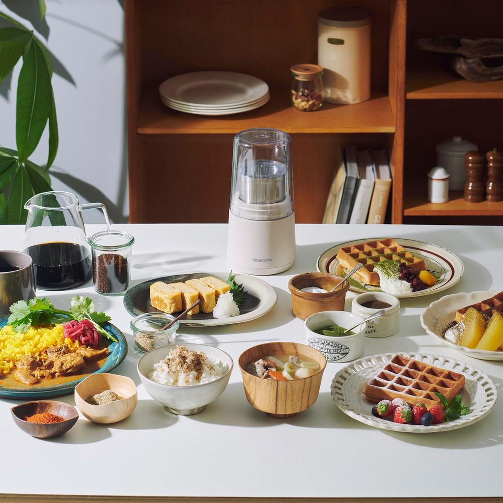 Vitantonio VML-10 Electric Coffee Grinder, Automatic Grinding, Dry Food Grinder, Black