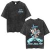 Anime Washed Vintage T Shirts Jojo Bizarre Adventure Tshirt Manga Giorno Giovanna Streetwear Men Women Casual Oversized T Shirt