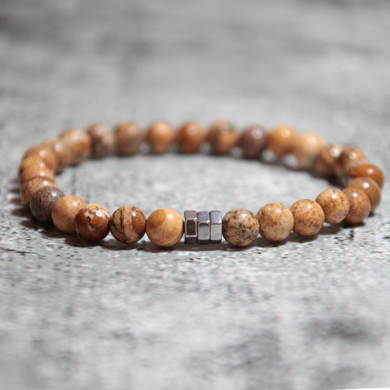 New 3 Styles Beaded Bracelet For Men 6mm Onyx Map Hematite Stone Yoga Meditation Healing Braslet Erkek Bileklik Pulseria Hombre