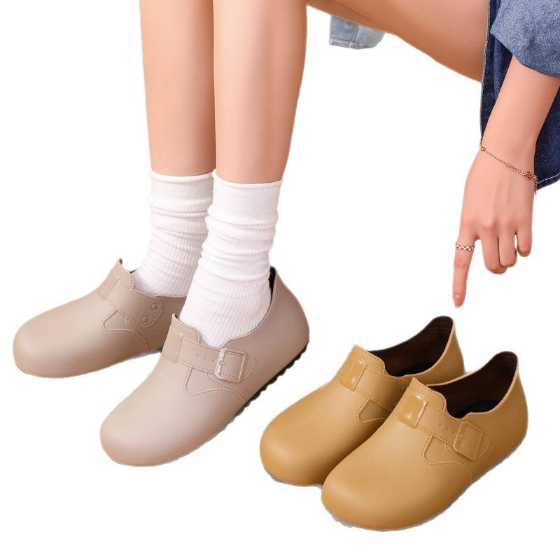 Youth attendance campus wind rubber shoes flat for shallow mouth waterproof shoes lazy rain shoes women's shoes